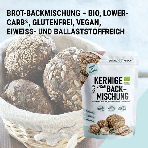 Bio Kernige Lower-Carb* Backmischung – glutenfrei, vegan, eiweiss- und ballaststoffreich