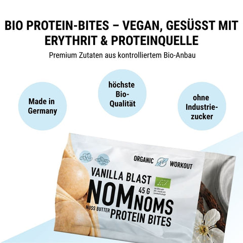 Vanilla Blast NomNoms (Protein-Bites) – bio, vegan mit Bio-Erythrit und Bio Erbsenprotein