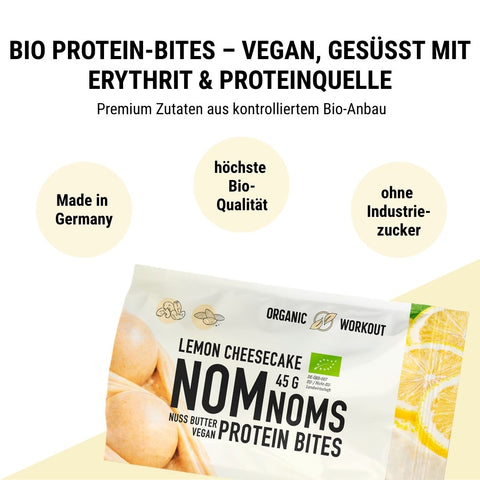 LIMITED EDITION Lemon Cheesecake NomNoms (Protein-Bites) – bio, vegan mit Bio-Erythrit und Bio Erbsenprotein