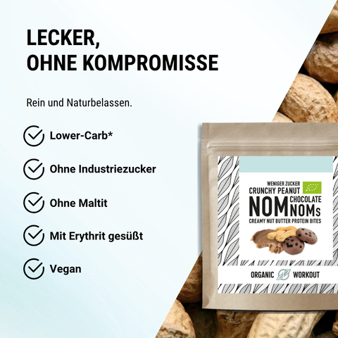 Crunchy Peanut Chocolate NomNoms (Protein-Bites) – bio, vegan mit Extra Protein
