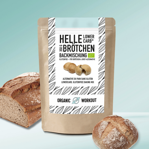 2er Pack HELLE LOWER-CARB BRÖTCHEN BACKMISCHUNG – glutenfrei, vegan, bio, Sauerteig, für Brötchen & Brot-Alternative