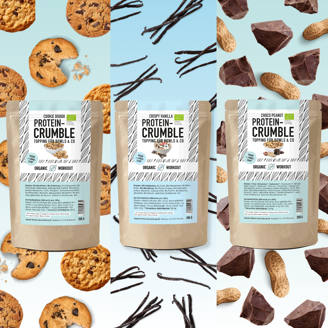 3er Bundle Protein Crumble – bio, vegan mit Bio-Erythrit und Bio Erbse ...