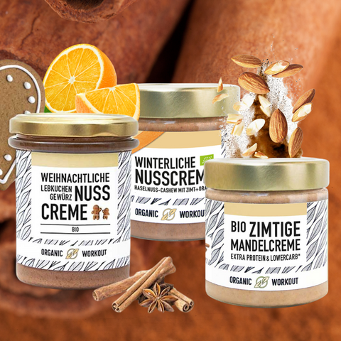 -20% auf 3er Winterliche Bio-Nusscremes, Lebkuchen, Orange & Lebkuchen