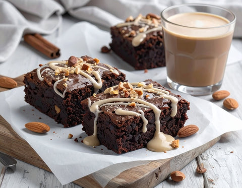 Saftige Kürbis Brownies mit Nusscreme-Topping