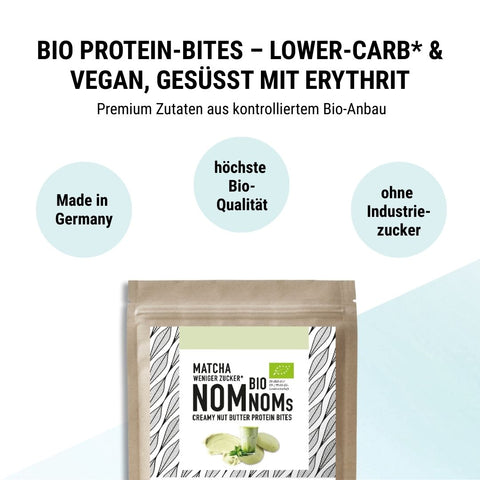 Matcha NomNoms - Protein Bites – Bio, vegan mit Bio-Erythrit und Bio-Erbsenprotein