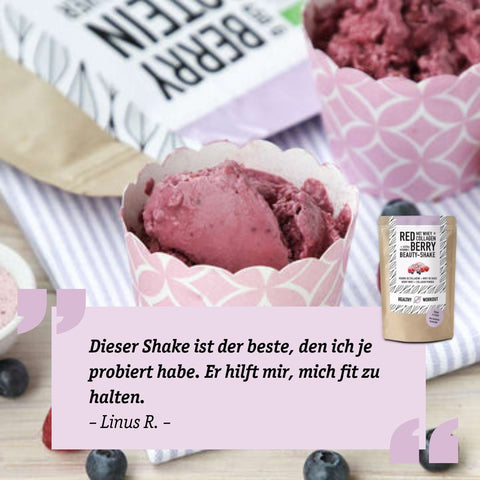 Red Berry BEAUTY SHAKE mit Bio-Wheyprotein + Collagen + Vitamin C