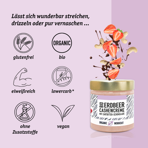 Limitierte Edition: Bio Erdbeer-Cashew-Creme mit Schoko-Stückchen