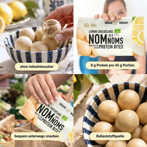 LIMITED EDITION Lemon Cheesecake NomNoms (Protein-Bites) – bio, vegan mit Bio-Erythrit und Bio Erbsenprotein