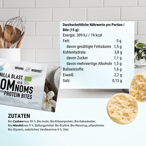 Vanilla Blast NomNoms (Protein-Bites) – bio, vegan mit Bio-Erythrit und Bio Erbsenprotein