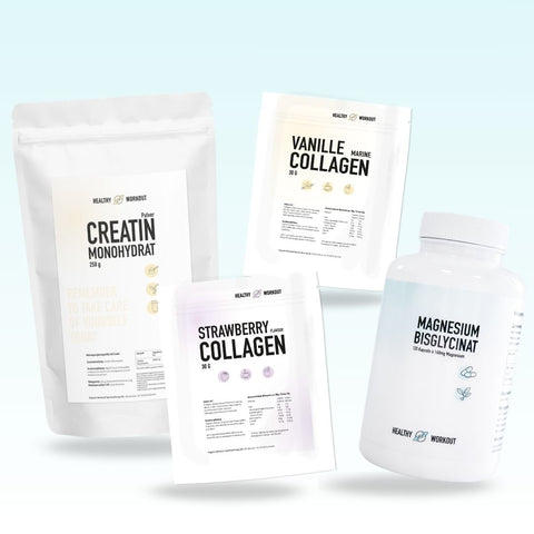 Supplement-Bundle: Creatin Monohydrat (250 g), Magnesium (120 Kapseln) & Flavoured Collagen (2x 30 g)