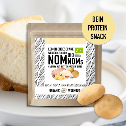 LIMITED EDITION Lemon Cheesecake NomNoms (Protein-Bites) – bio, vegan mit Bio-Erythrit und Bio Erbsenprotein