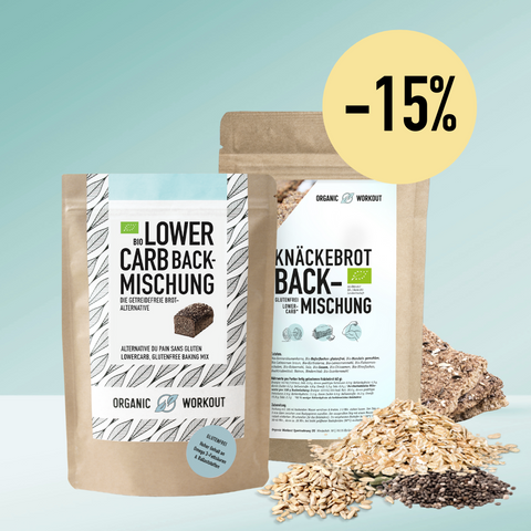 Bestseller Knäckebrot-Backmischung & Lower-Carb Backmischung – Bio, lower-carb* glutenfrei, vegan, eiweiß- und ballaststoffreich