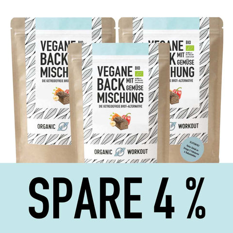 Vegane Bio Backmischung mit Gemüse, die proteinreiche, lower-carb* Brot-Alternative