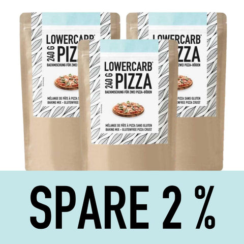 Lower-Carb* Pizza Backmischung für zwei glutenfreie, vegane Pizzaböden