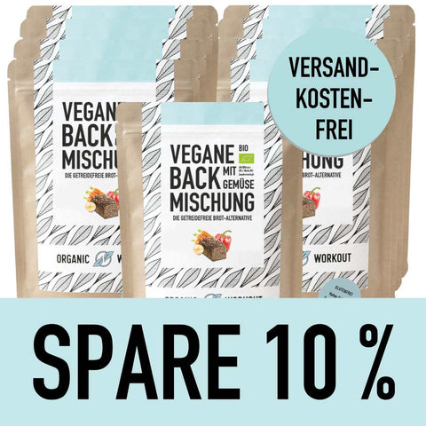 Vegane Bio Backmischung mit Gemüse, die proteinreiche, lower-carb* Brot-Alternative