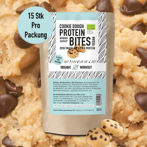 Cookie Dough NomNoms- Protein Bites – Chocolat Chip, bio, vegan mit Bio-Erythrit und Bio Erbsenprotein