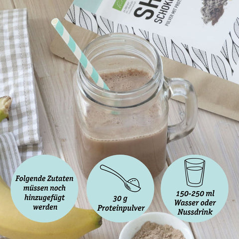 Bio Vegan Shake Schokolade-Banane mit Protein aus Pflanzlichen Quellen