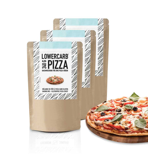 Lower-Carb Pizza Backmischung für zwei glutenfreie, vegane Pizzaböden