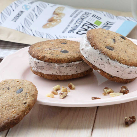 Bio Lower-Carb Vanille Keks-Backmischung für glutenfreie Kekse mit weissen Schokoladenstücken